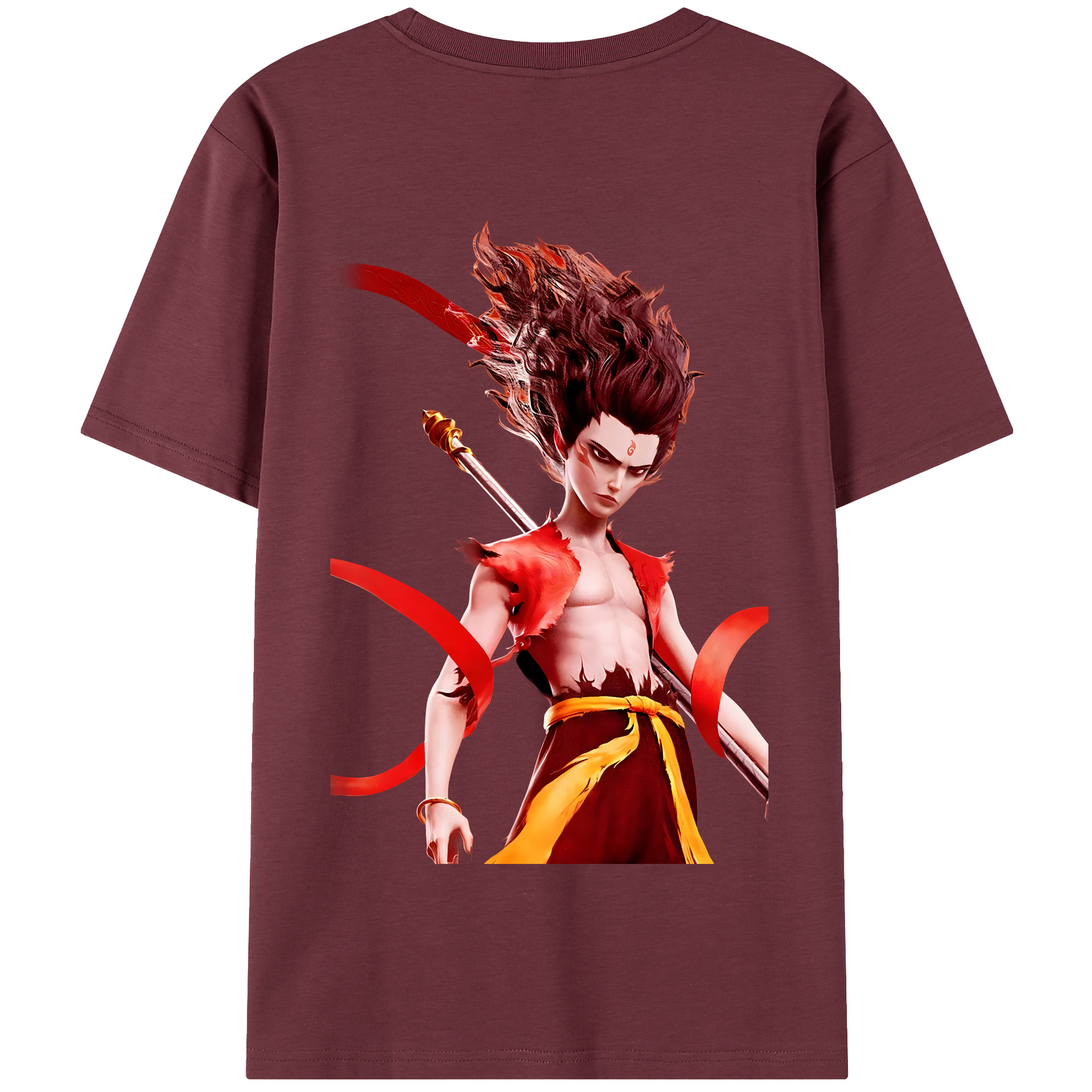（画像用） Ne Zha 2 ナタ 魔童の大暴れ 綿100％半袖Tシャツ（背面プリント）